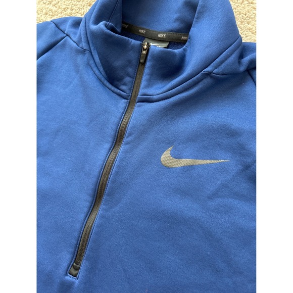Nike Dri Fit Quarter Zip Midweight Long Sleeve Pullover Men's Large Blue - Picture 3 of 4